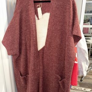 Easel Burgundy Open-Front Sweater